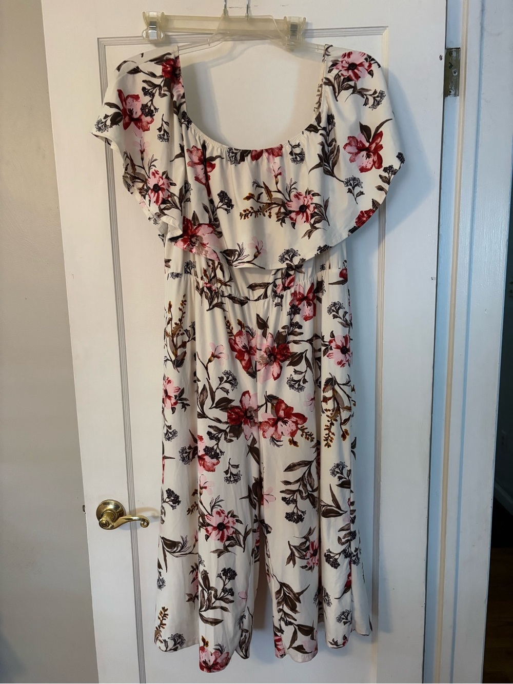 Plus size Ivory Floral Off-Shoulder romper 2XL